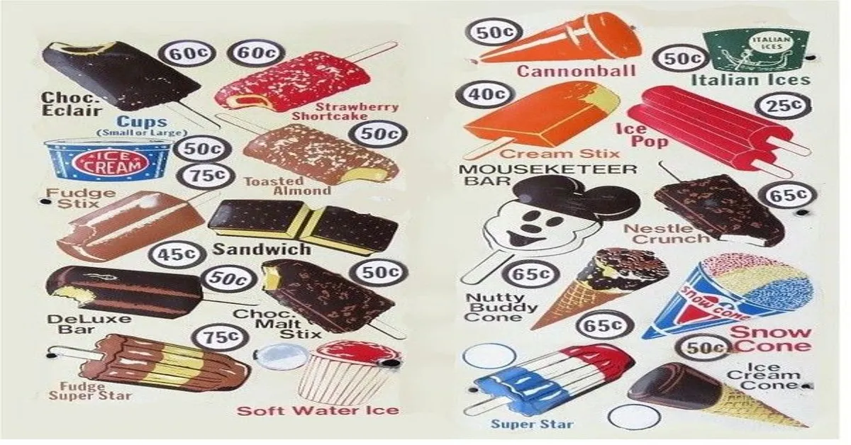 ice cream truck menu 90s