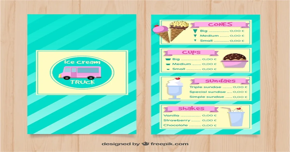 ice cream truck menu template