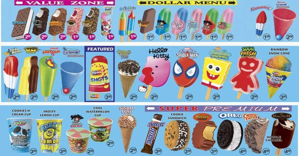 softee serve ice cream truck menu